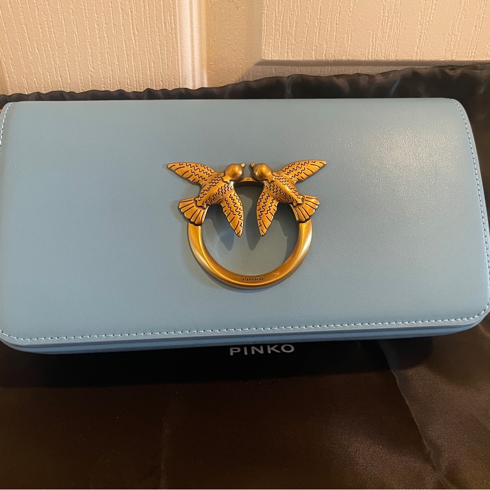 Pinko Blue Clutch with Gold Accent